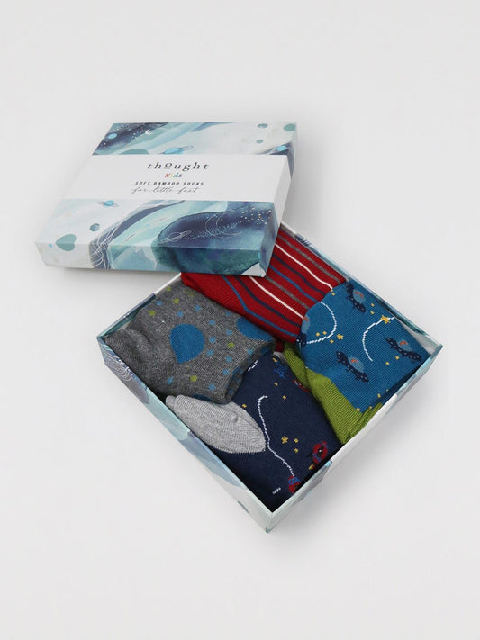 Franky Space Kids Bamboo 4 Sock Gift Box - Thought Clothing UK